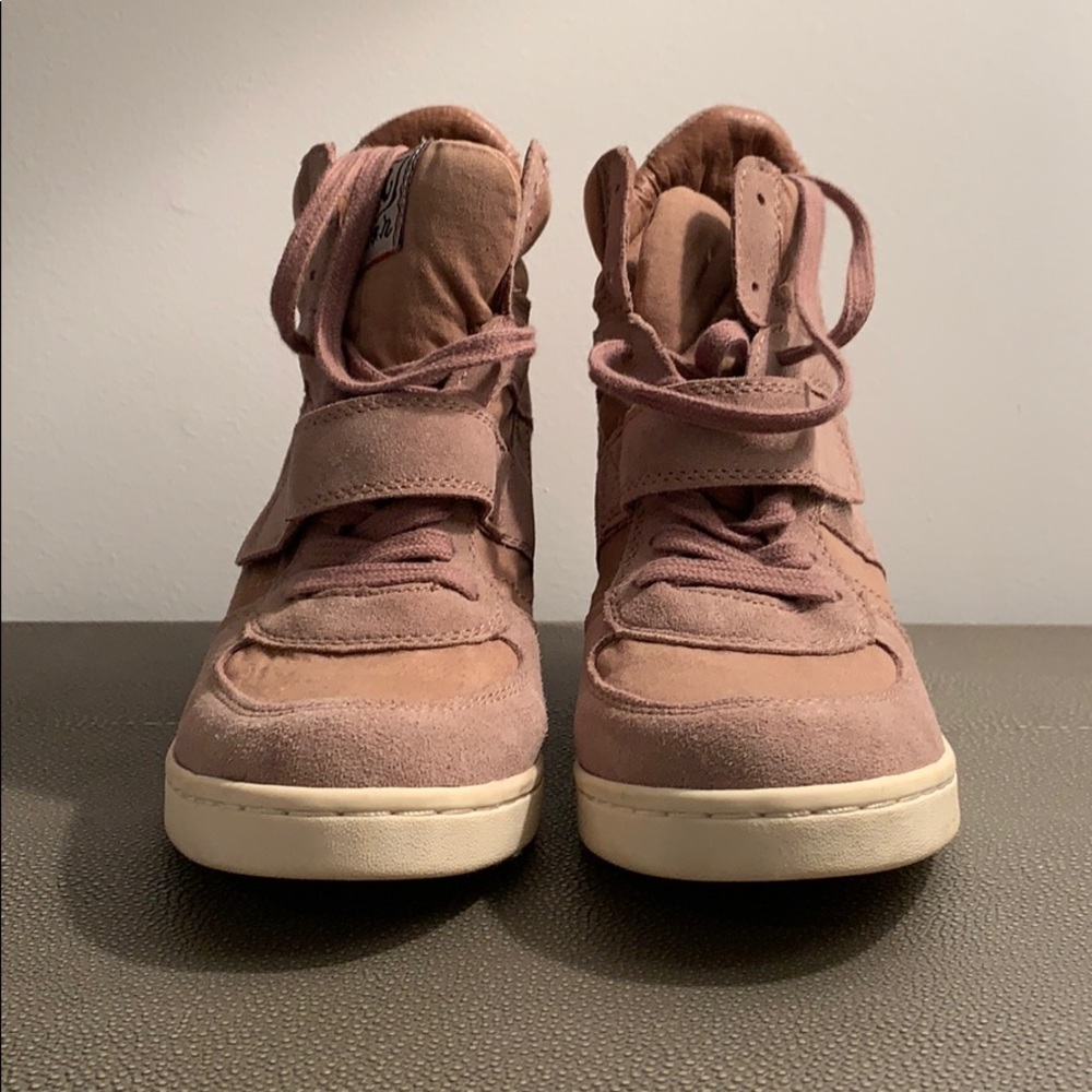 ASH suede and canvas high-top wedge trainers